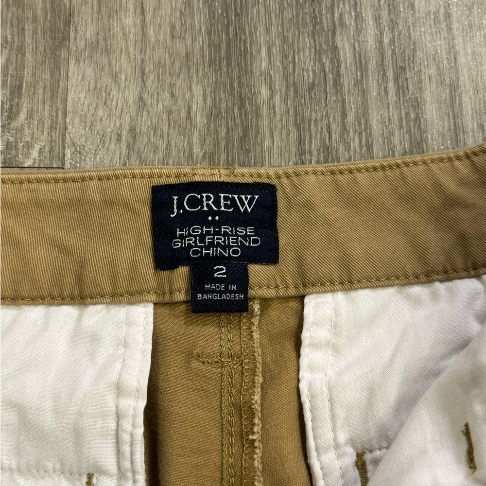 J. Crew High Rise Girlfriend Chino Pants Women Size 2 Tan Straight Leg Office - Picture 8 of 13